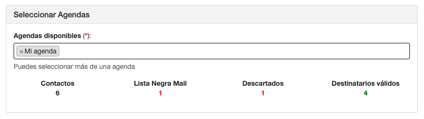 Escoge una o más agendas para realizar campañas de email marketing - Mensagia